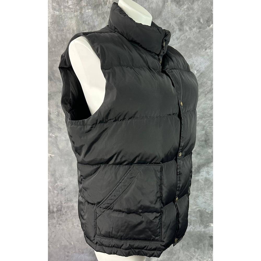 Lands End Men's Black Down Filled Snap Close Puffer Vest sz L (15597) - Picture 5 of 10